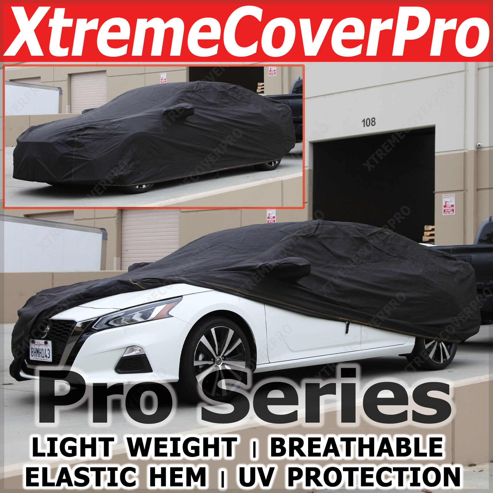 BREATHABLE CAR COVER W/MIRROR POCKET-BLACK For 2018 2017 2016 2015 NISSAN GT-R