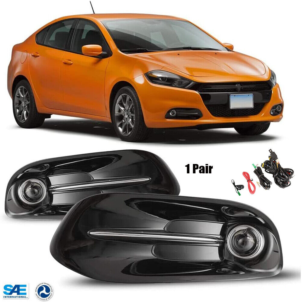 Fog Lights For 13-17 Dodge Dart Clear Lens Front Bumper Lamps+Wiring+Switch Kit 