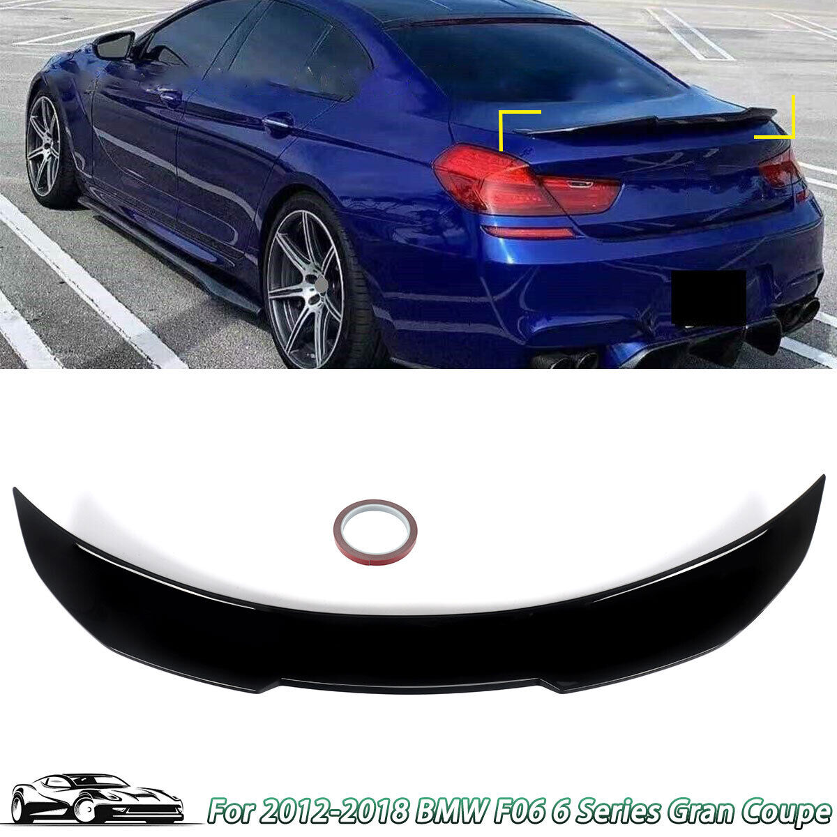 FOR 2012-2016 BMW F06 640i 650i M6 TRUNK SPOILER WING LID PSM STYLE GLOSS BLACK