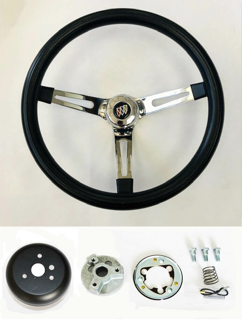 67 68 Buick Skylark Gran Sport Grant Black Chrome Spoke Steering Wheel 13 1/2\
