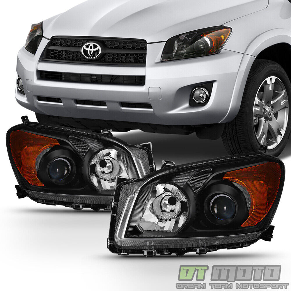 For 2009 2010 2011 2012 Toyota RAV4 Projector Headlights Blk Headlamp Left+Right