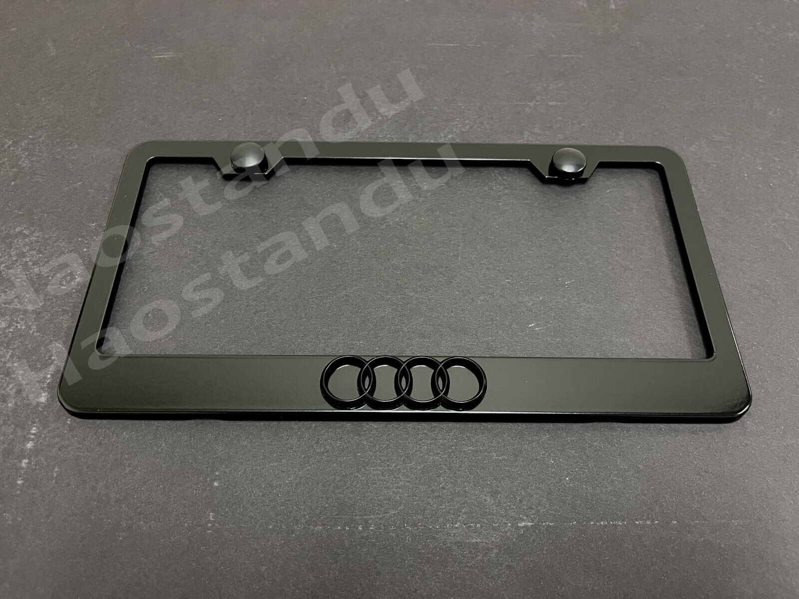 1x(Black) 4 RING LOGO 3D Emblem BLACK Stainless Metal License Plate Tag Frame