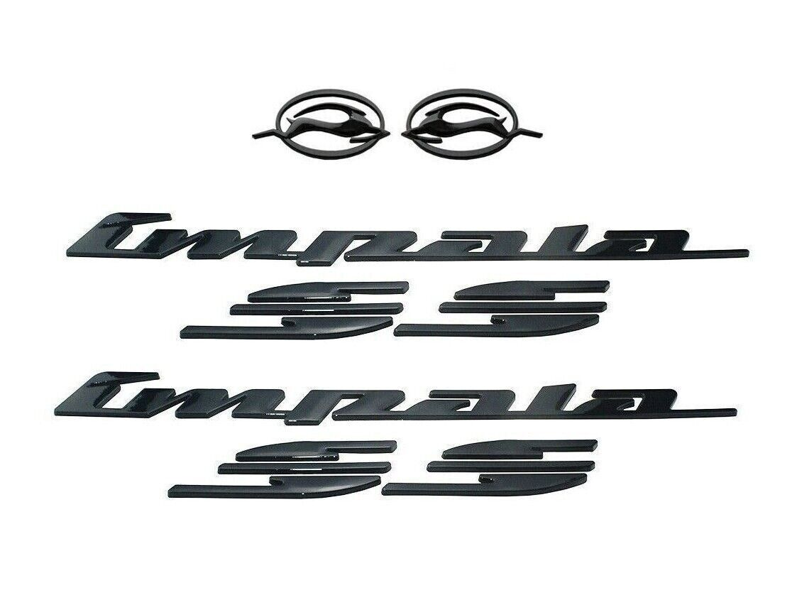 3x Gloss Black Rear Quater Panel Badges Right & Left For 94-96 Impala SS Emblems