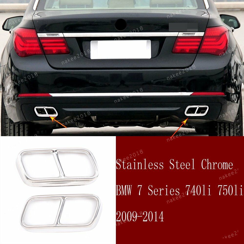 Steel Exhaust Muffler Tail Pipe Cover Fit For BMW 7 Series 740Li 750li 2009-2014