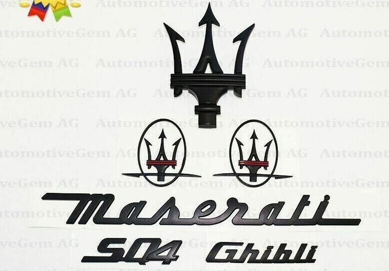 for Maserati Emblem Ghibli SQ4 Grille Trident matte Black Badge Set Sticker Kit