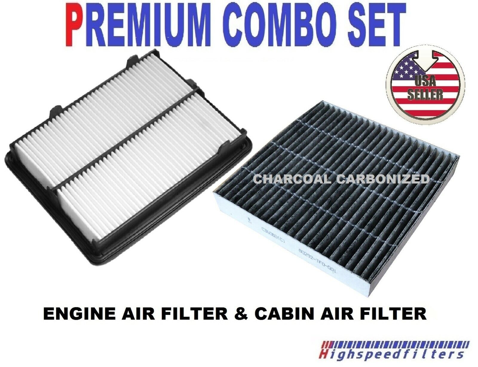 COMBO Engine Air Filter + CARBONIZED Cabin Air Filter for 2019 - 2022 ACURA RDX