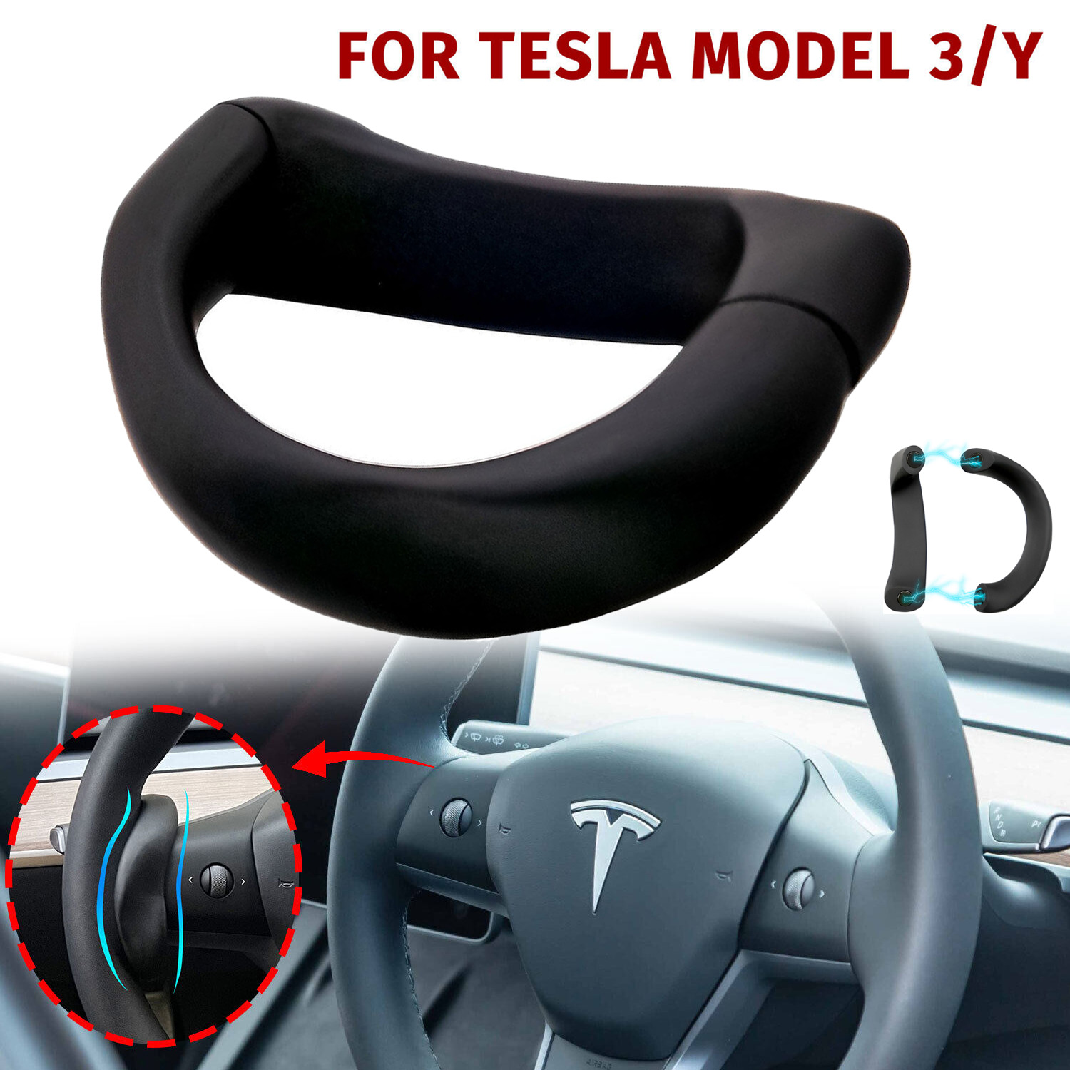 For Tesla Model 3 Y Steering Wheel Booster Weight Autopilot Counterweight Ring