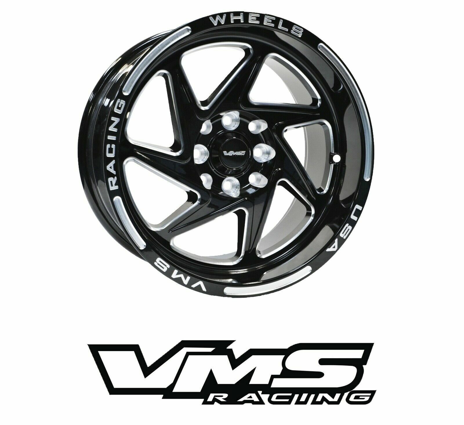 VMS Racing Typhoon Black Milled Drag Rim Wheel 4 Lug 15X8 4X100 +20 ET 71.3 Cb