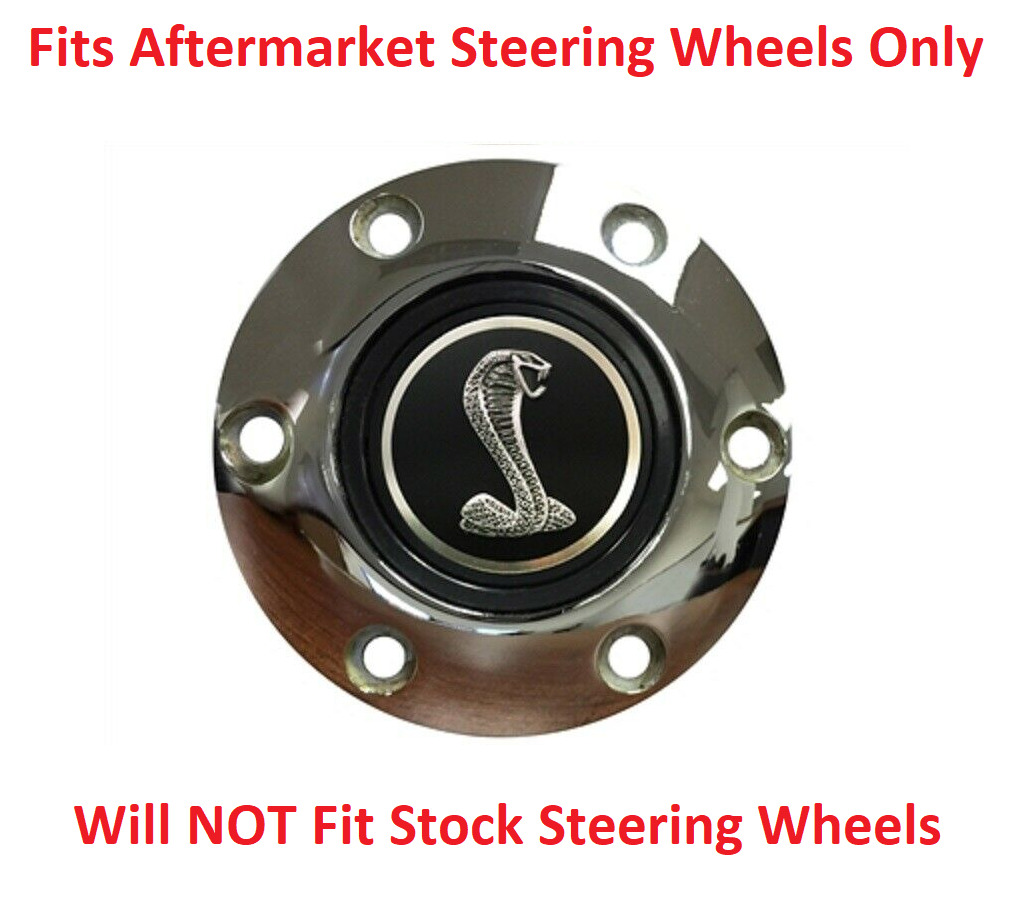 Chrome Steering Wheel 6 Hole Horn Button w/ Shelby Cobra Tiffany Snake Emblem