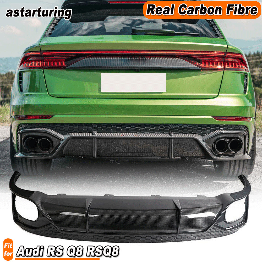 Fit For Audi RS Q8 RSQ8 2021-2023 Real Carbon Rear Bumper Diffuser Lip Spoiler 