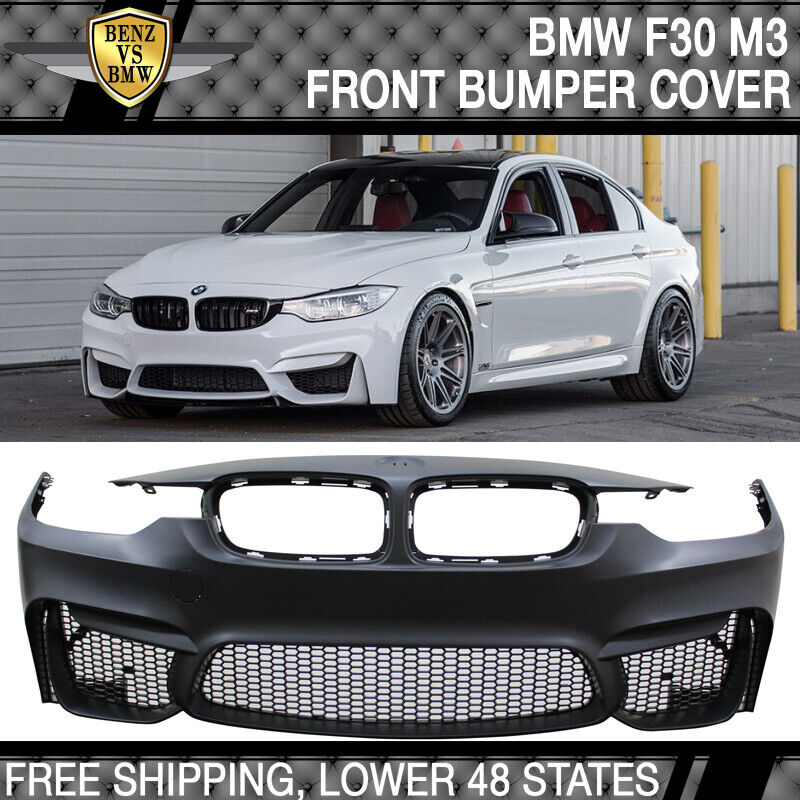Fits 12-18 BMW F30 3 Series M3 Style Front Bumper Cover Conversion Mesh Cover PP