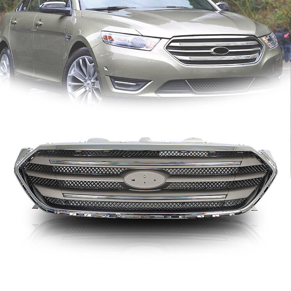 Front Grille Bumper Upper For 2013-2019 Ford Taurus Replacement Chrome Mesh