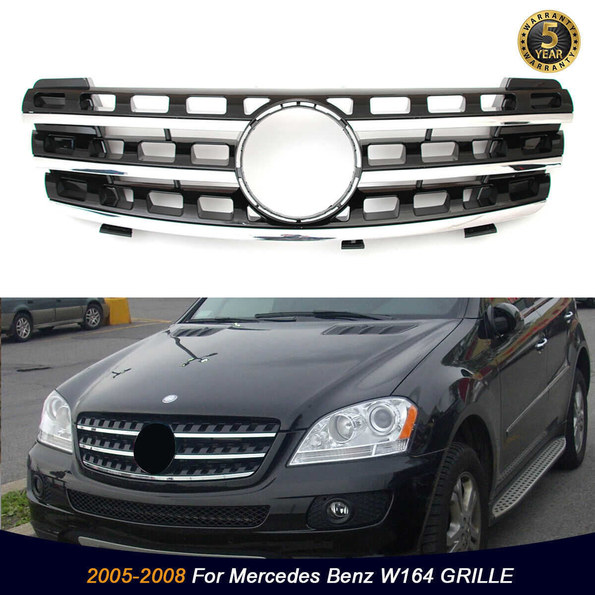 AMG Style Front Grille Grill Fit Mercedes W164 2005-2008 ML500 ML350 ML63AMG