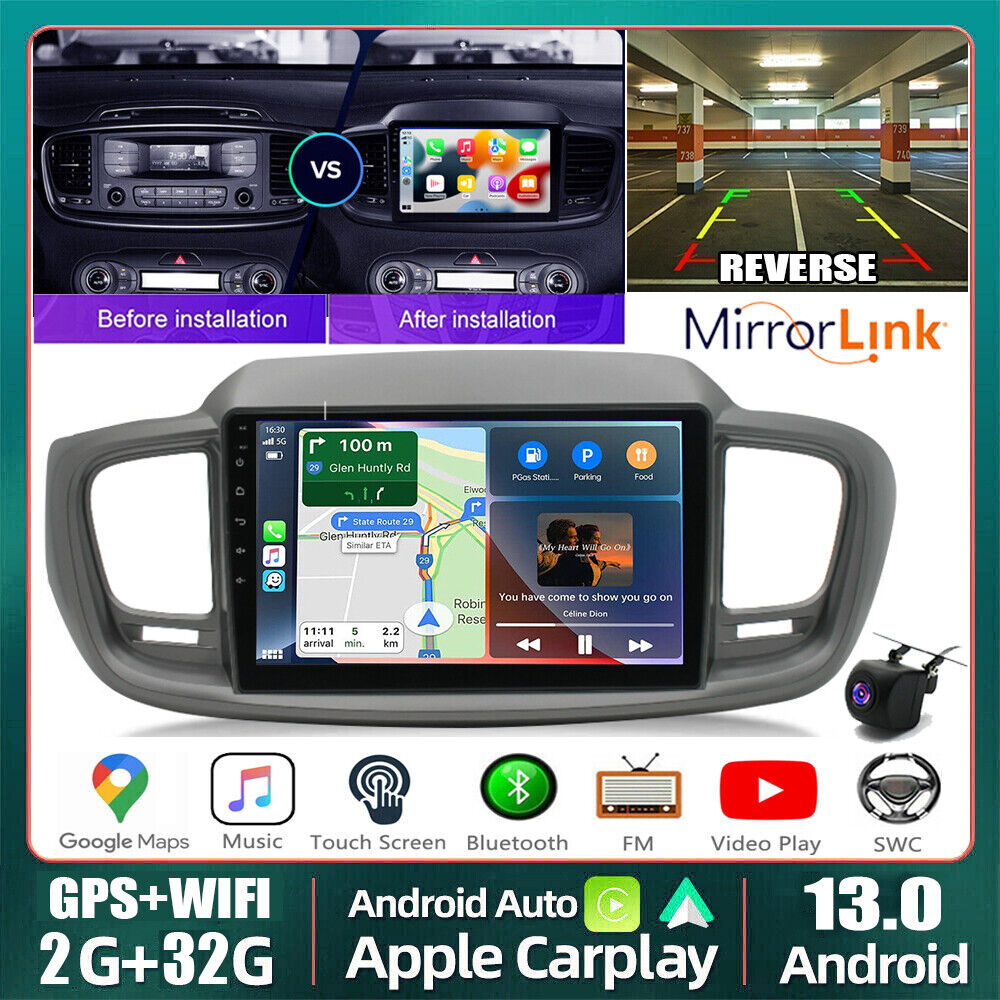 Apple Carplay For Kia Sorento MK3 2015-2020 Android 13 Car Stereo Radio GPS Navi