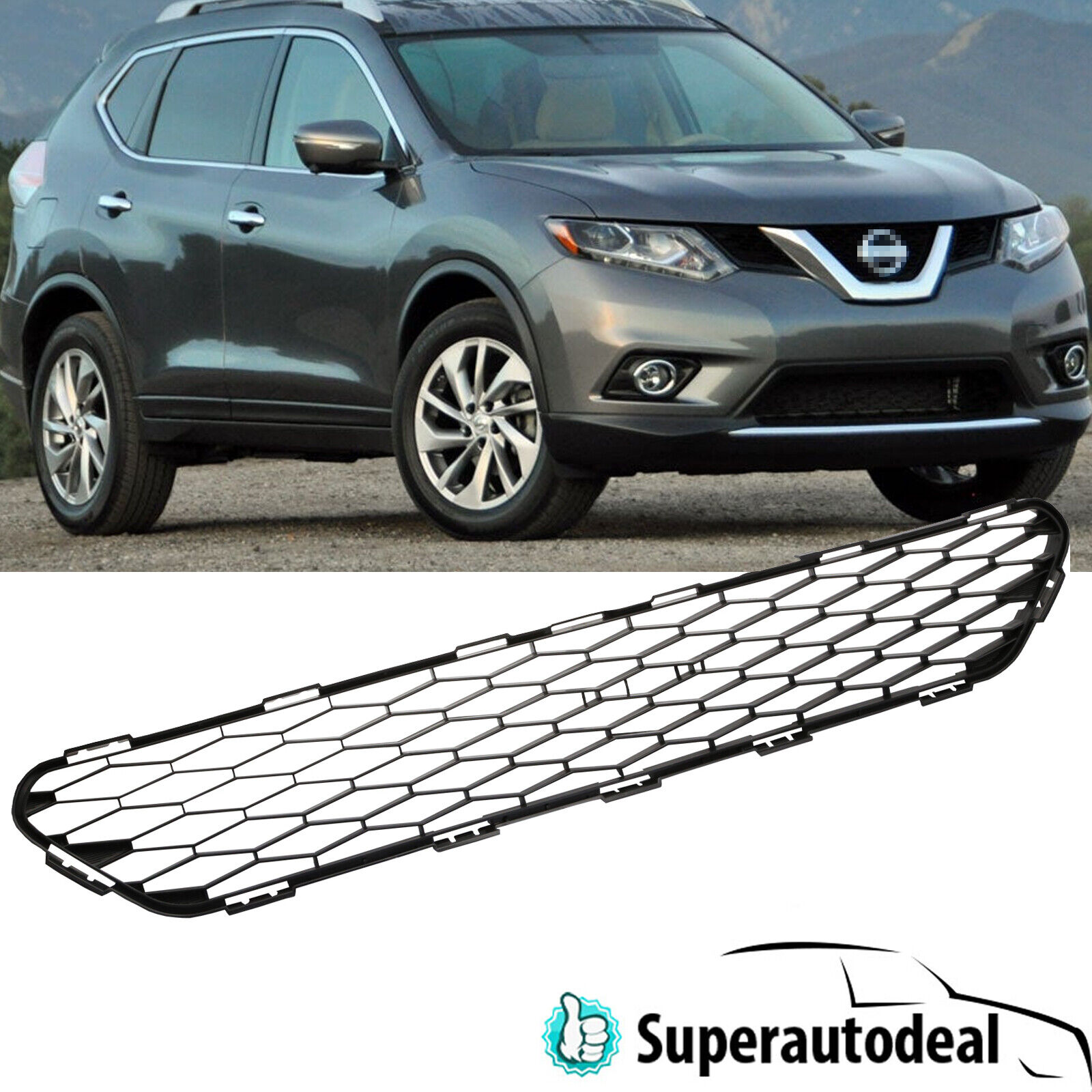 Front Bumper Black Mesh Lower Grille Grill For Nissan Rogue 2014-2016