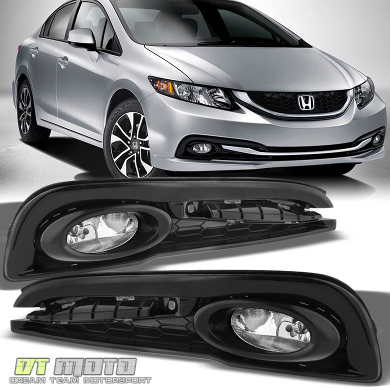 For 2013-2015 Honda Civic 4Dr Sedan Bumper Fog Lights Lamps w/ Switch Left+Right