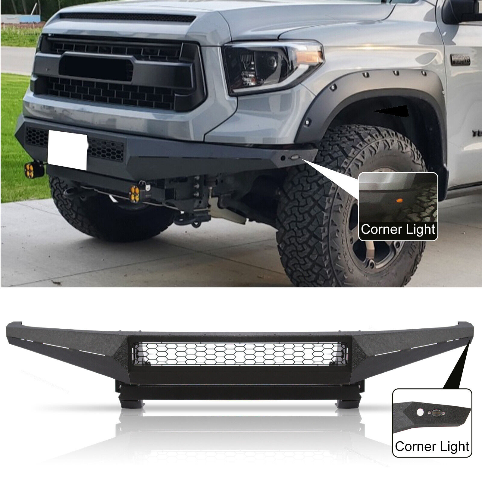 Fit for 2014 - 2020 Toyota Tundra Front Carbon Steel Bumper W/ LED Corner Light