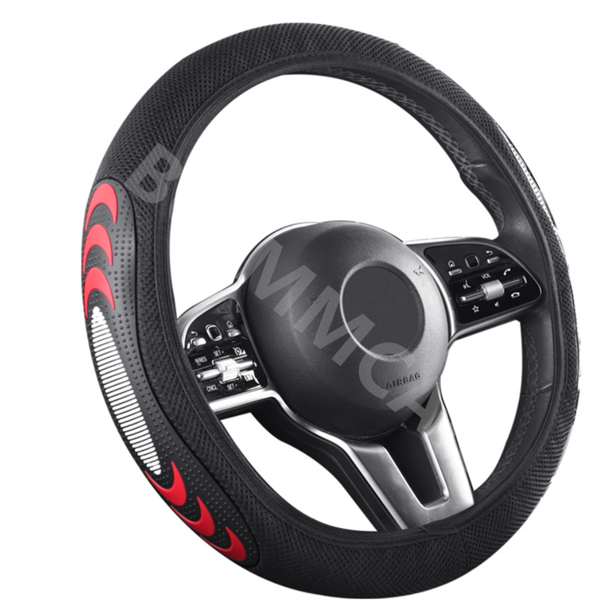 Car Steering Wheel Cover Black/Red Ice Silk Breathable Anti-slip Accessories