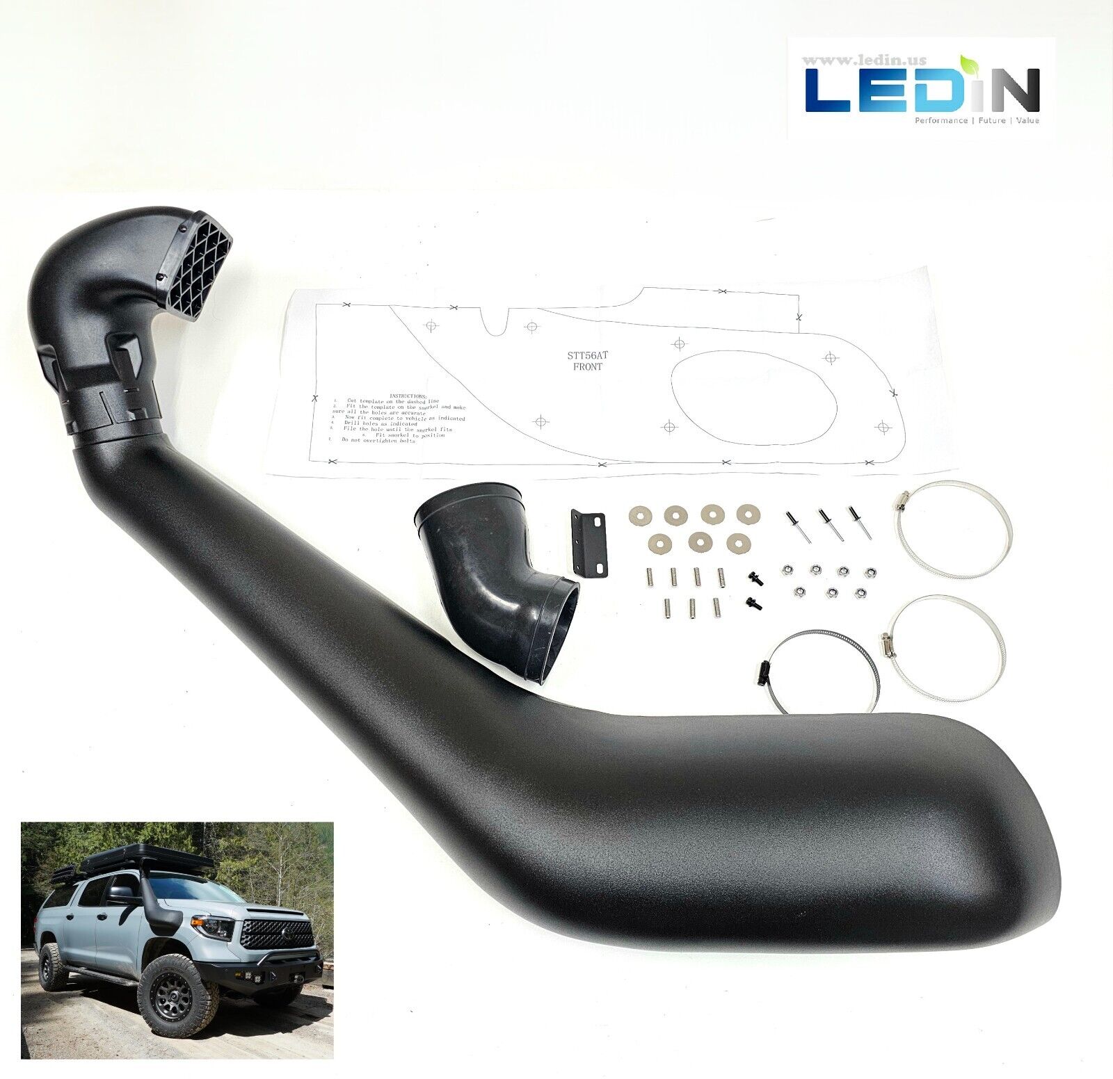 Air Intake Snorkel Kit For 2014-2021 Toyota Tundra Rolling Head V8 Offroad 4x4