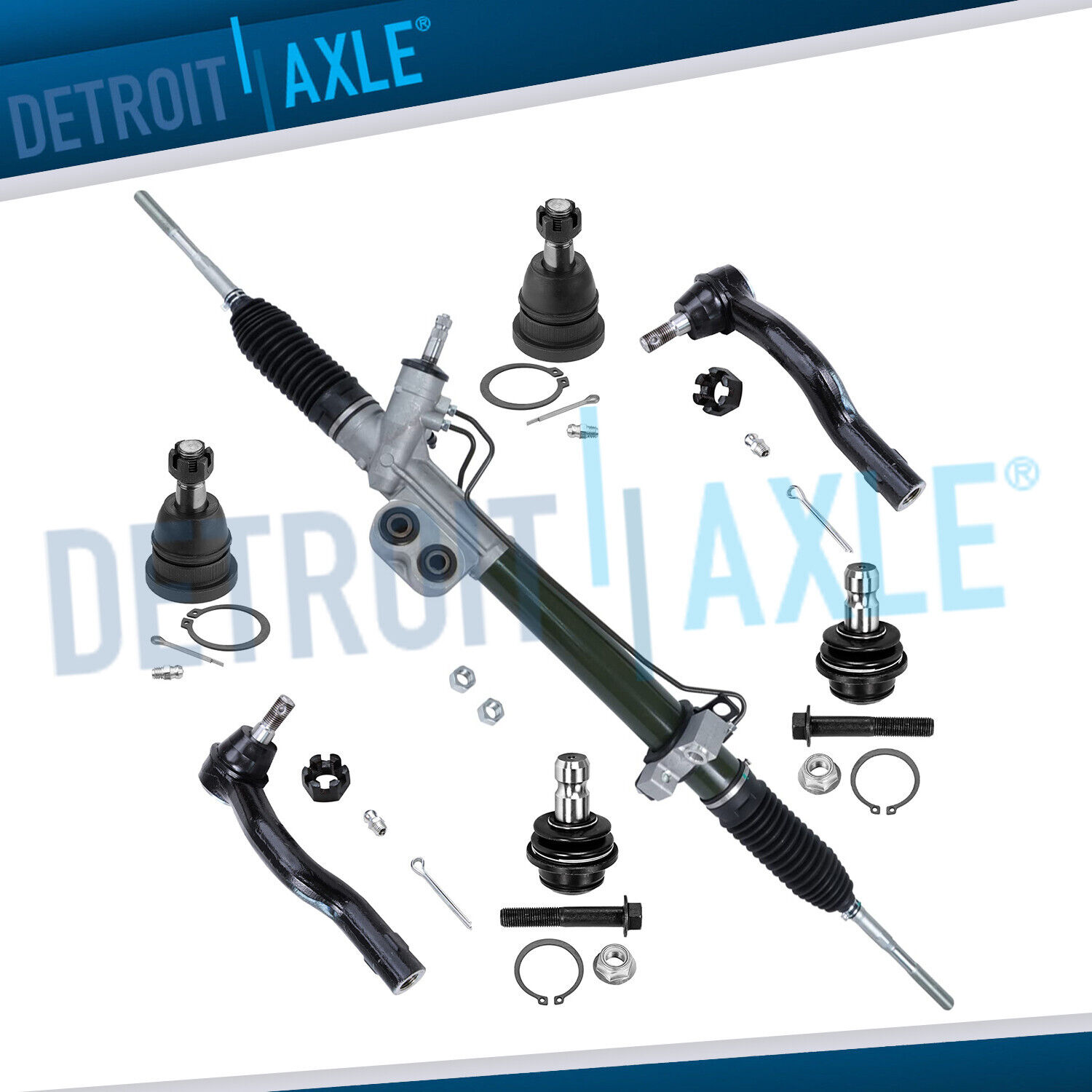 Power Steering Rack Pinion Tie Rods Ball Joints Kit for Nissan Titan Armada QX56