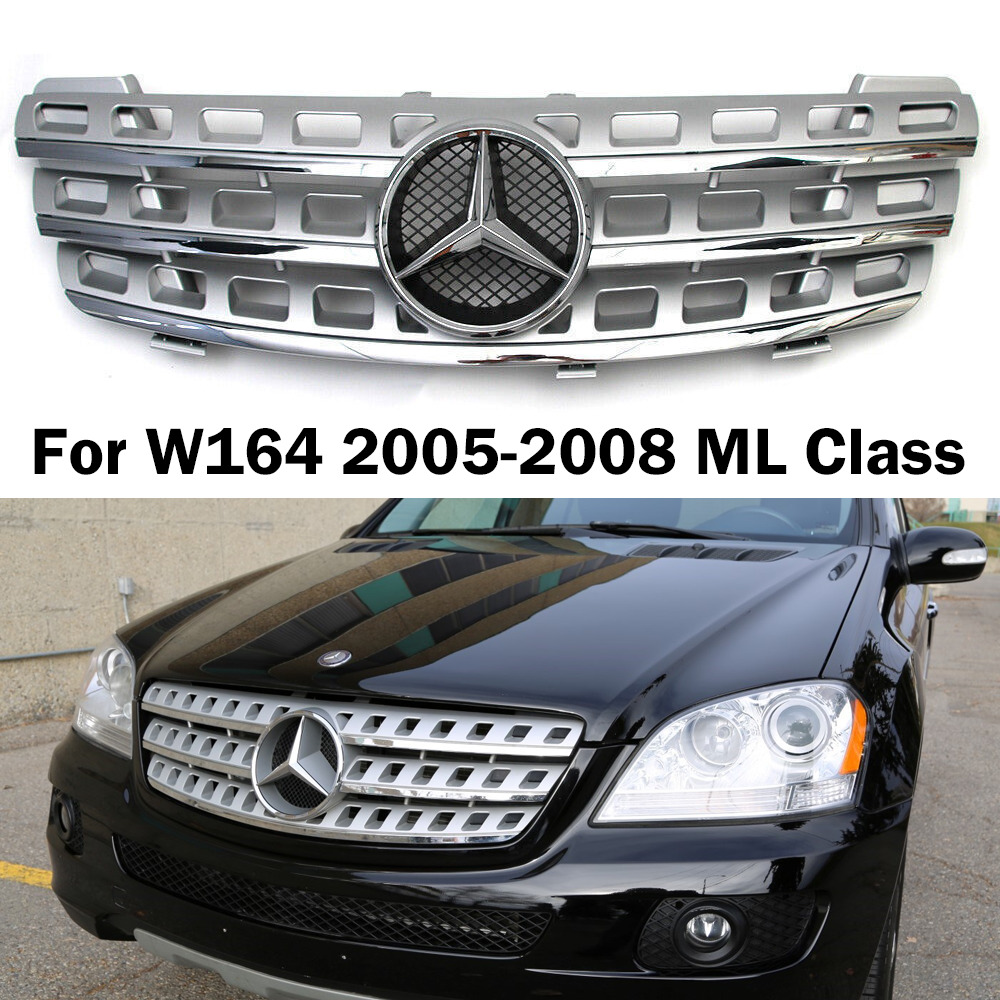 Silver AMG Grille W/ Star For Mercedes 2005-2008 W164 ML320 ML350 ML500 ML550