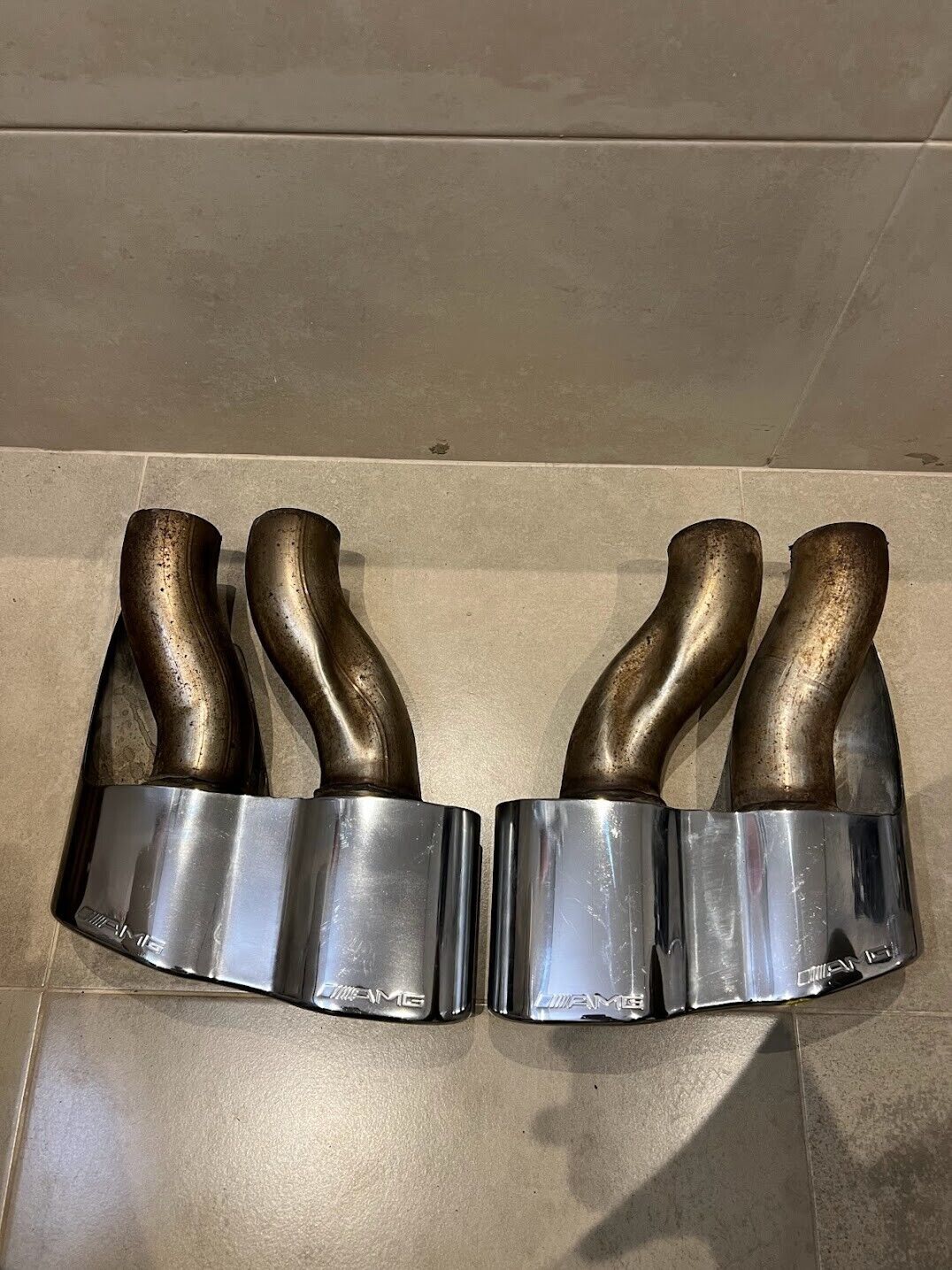Mercedes W221 S600 S65 AMG Exhaust Muffler Tips Left and Right Set of 2 OEM