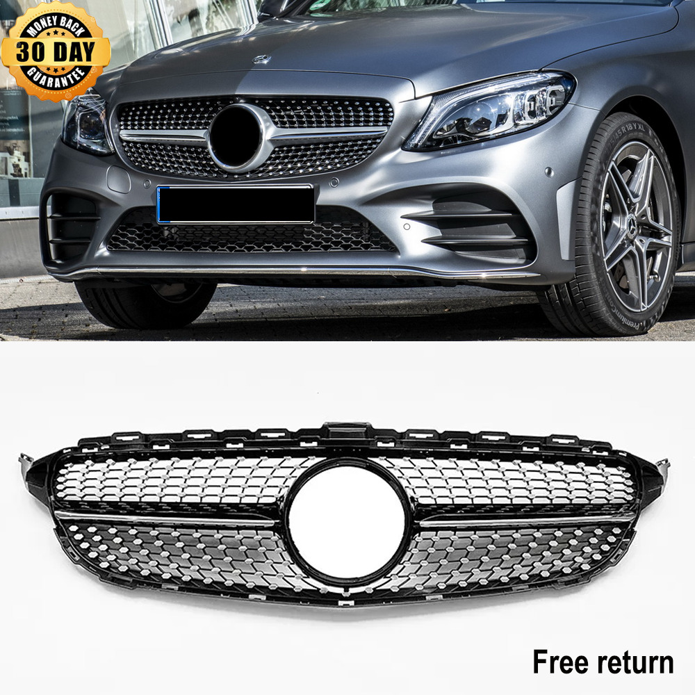 Diamond Front Grille Grill For Mercedes W205 C43 AMG C300 C350 C400 2015-2018