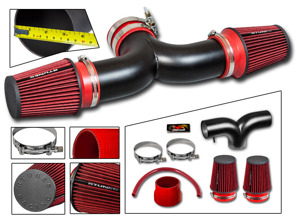 RTunes Racing Dual Twin Air Intake Kit+Filter For 2004-2007 JEEP Liberty 3.7L V6