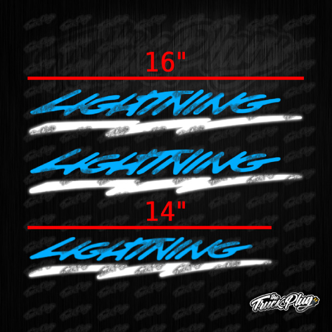 Ford Lightning BedSide/Tail Decals Baby blue / Reflective white
