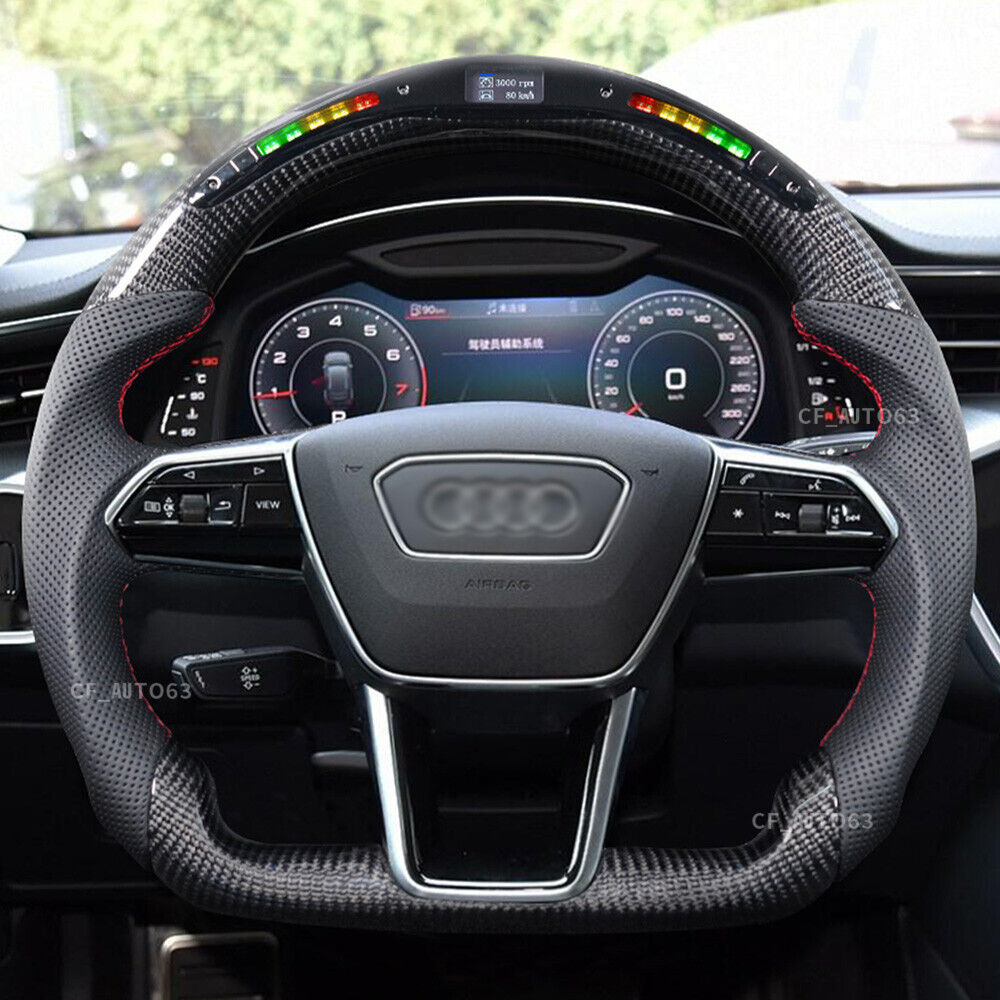 Real Carbon Fiber LED Steering Wheel For Audi 19-21 RS6 RS7 RS8 20+ S6 S7 SQ5