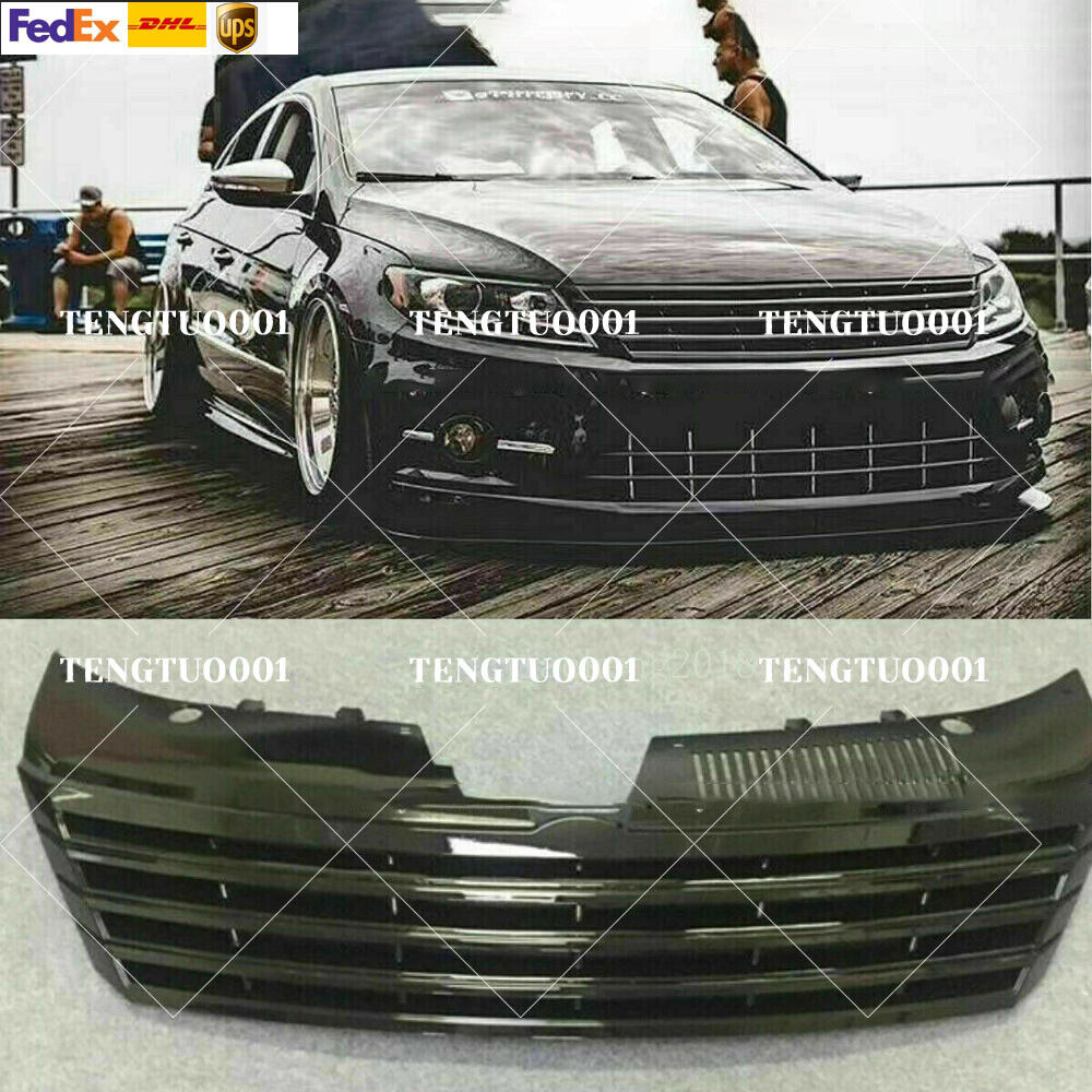 For 2013-2017 VW CC Grille Grill Insert Front Gloss Black Full Replacement Refit