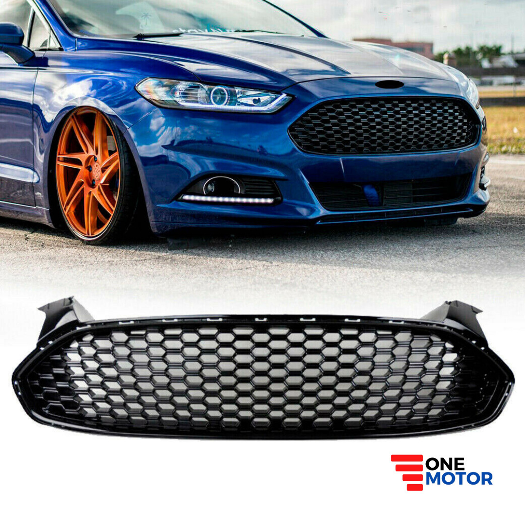 Fits Ford Fusion 2013 to 2016 Front Grille Honeycomb Style Gloss Black