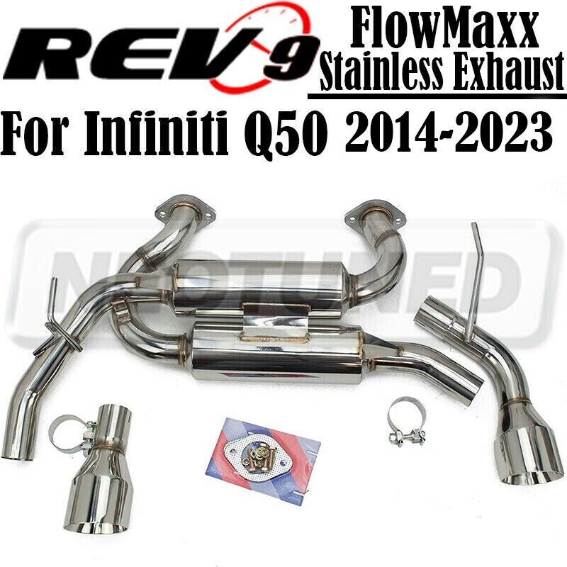 Rev9 FlowMaxx Stainless Axle-Back Exhaust 60mm Pipe For Infiniti Q50 2014-2023