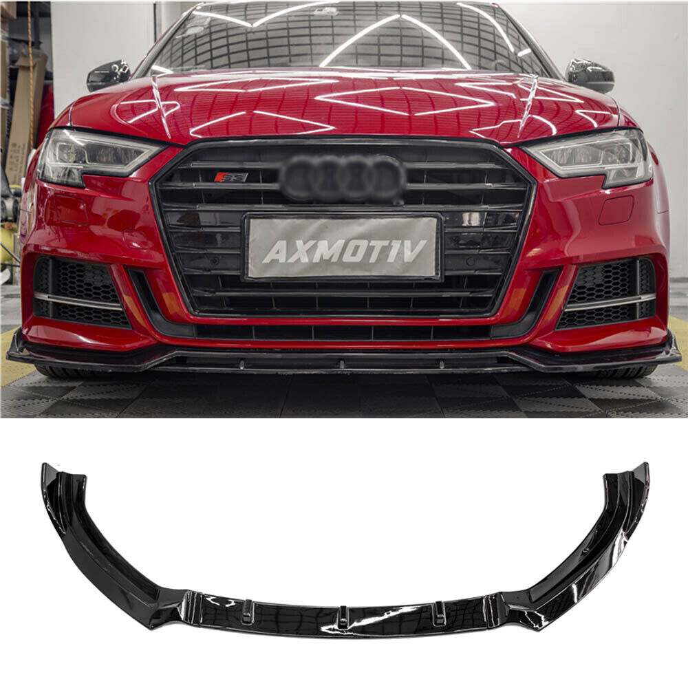 For 2017 2019 Audi A3 S3 Front Bumper Spoiler Chin Lip Gloss Black Pattern ABS