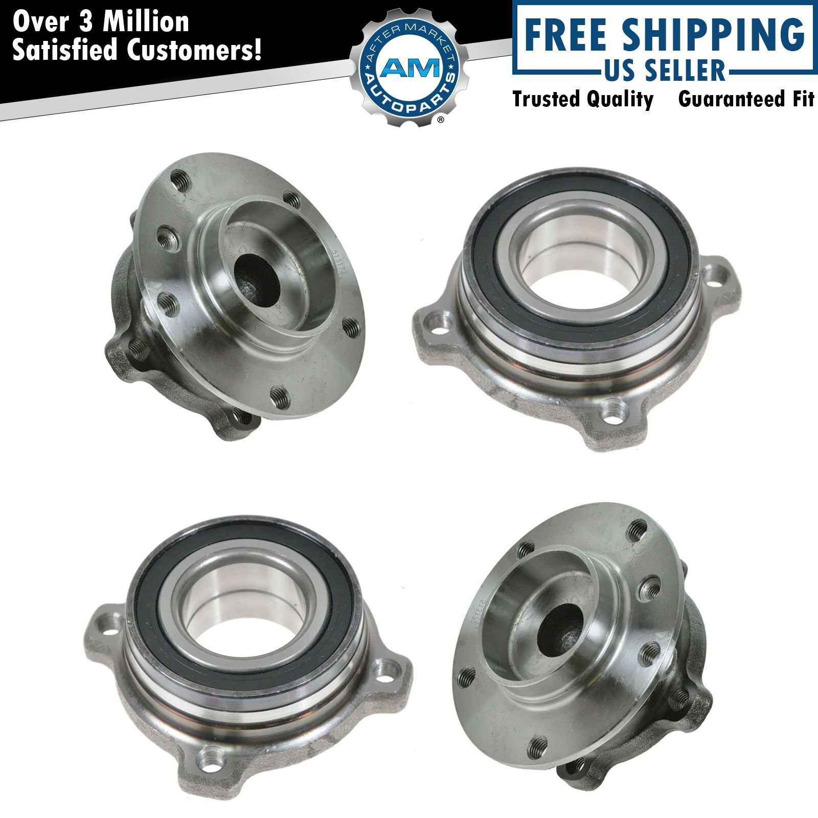 Front & Rear Wheel Bearing & Hub Assembly Kit Set of 4 for BMW 5 Series