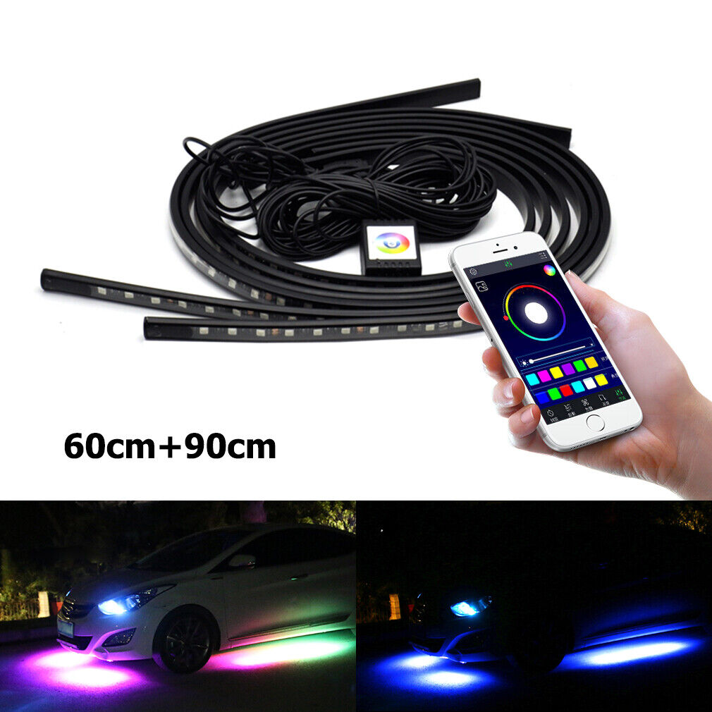 8 Color RGB LED Strip Under Car Tube underglow Underbody System Neon Lights Kits