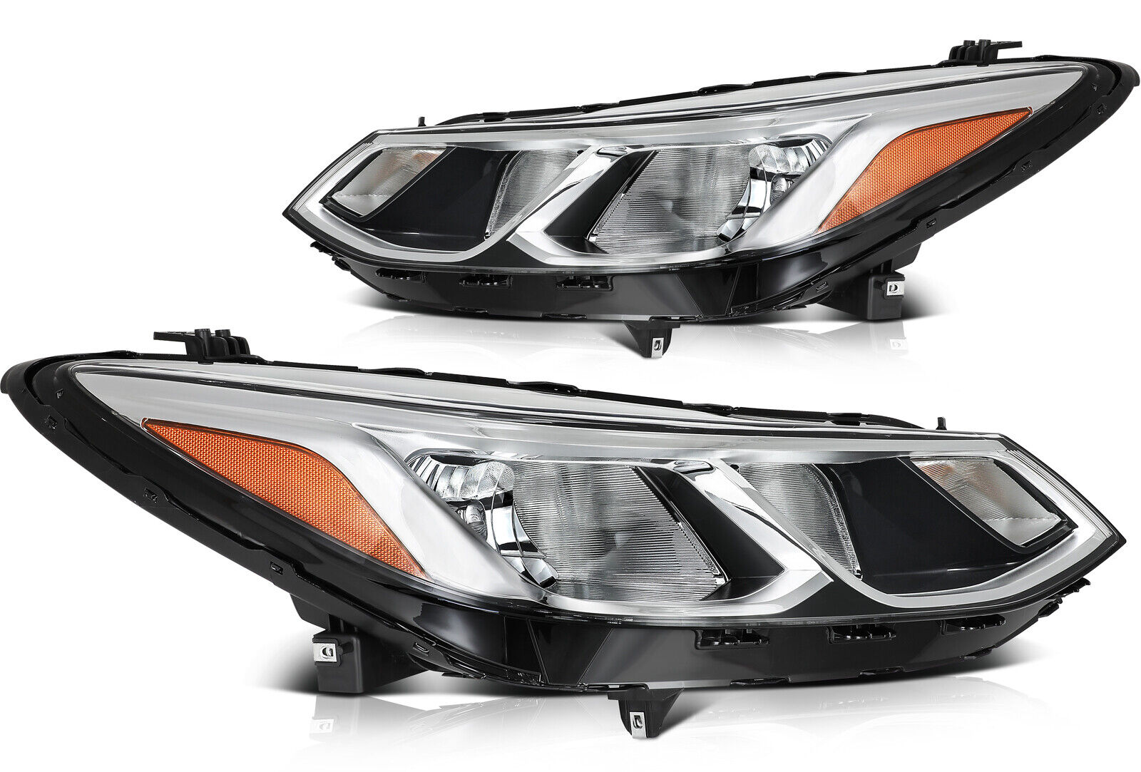 For 2016-2019 Chevrolet Cruze Chrome Clear Left+Right Pair Headlights Assembly