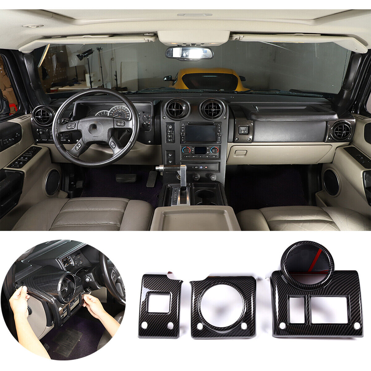 ABS Carbon Fiber Interior Air Vent Outlet Frame Trim Cover For Hummer H-2 03-07