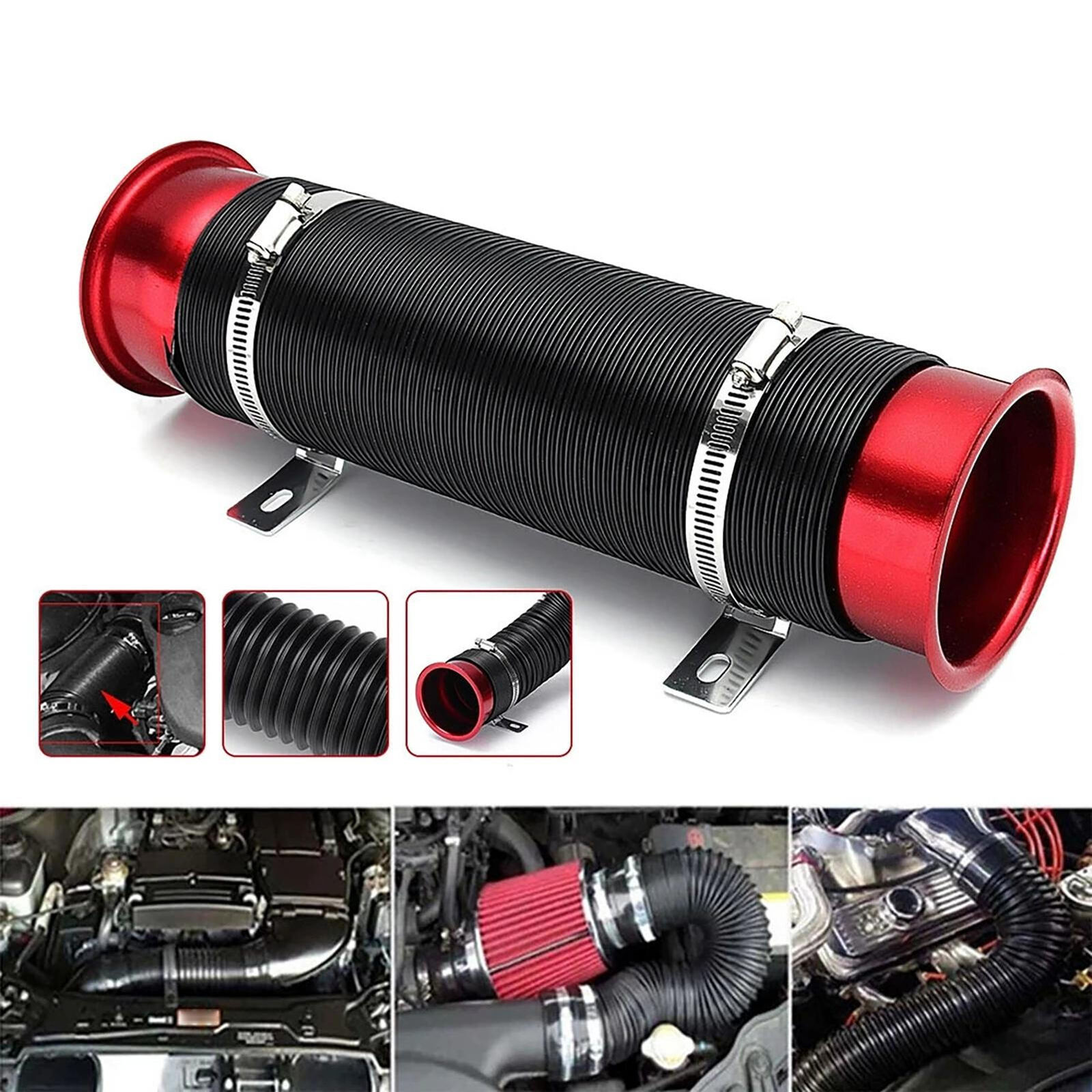 76MM Car Cold Air Turbo Intake Inlet Pipe Adjustable Flexible Duct Tube Hose 