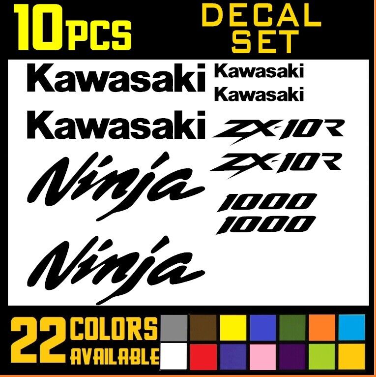 10 pieces   Decal Stickers set for Ninja Kawasaki Racing zx10r zx10 1000