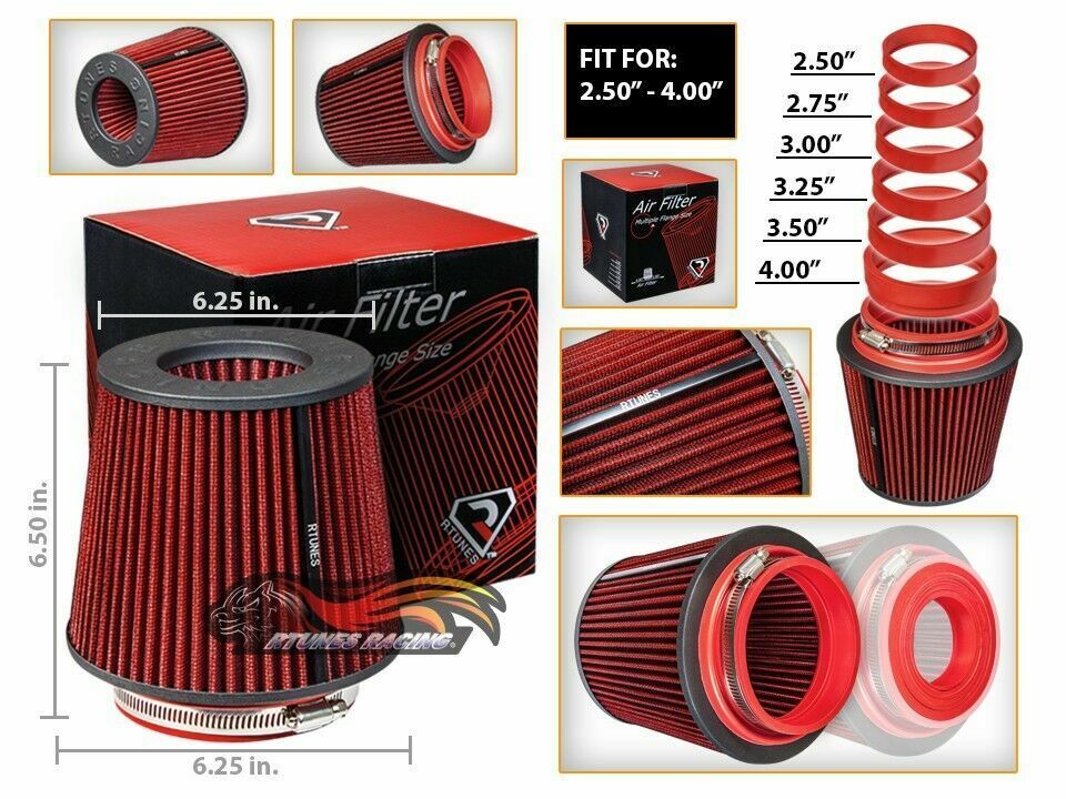Cold Air Intake Filter Universal Round/Cone RED For Classic/Calais/Cutlass/Ciera