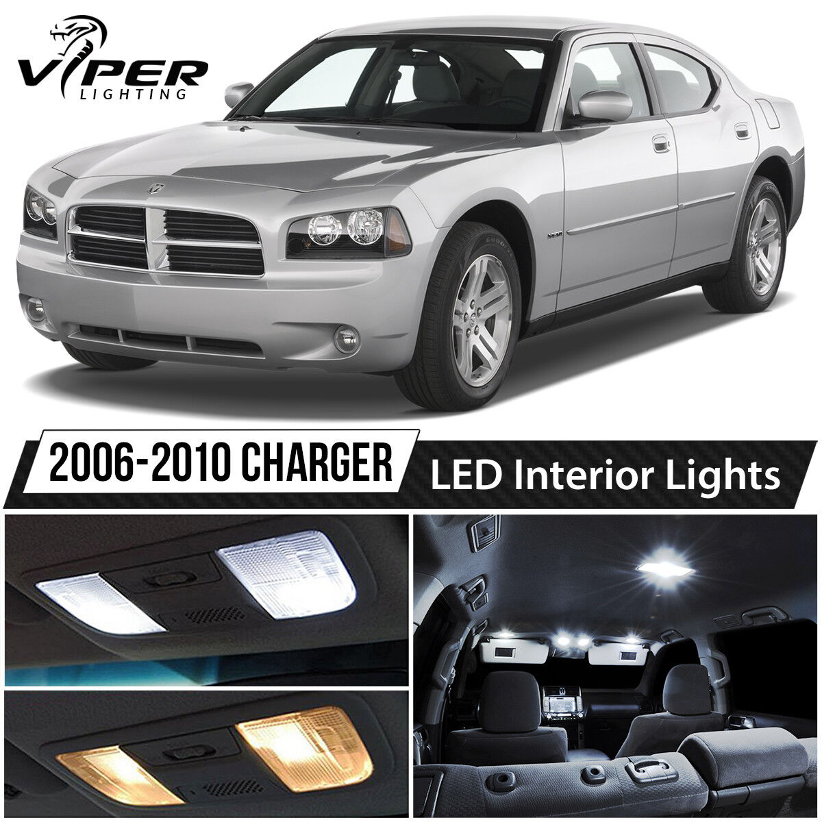 2006-2010 Dodge Charger White LED Interior Lights Package Kit