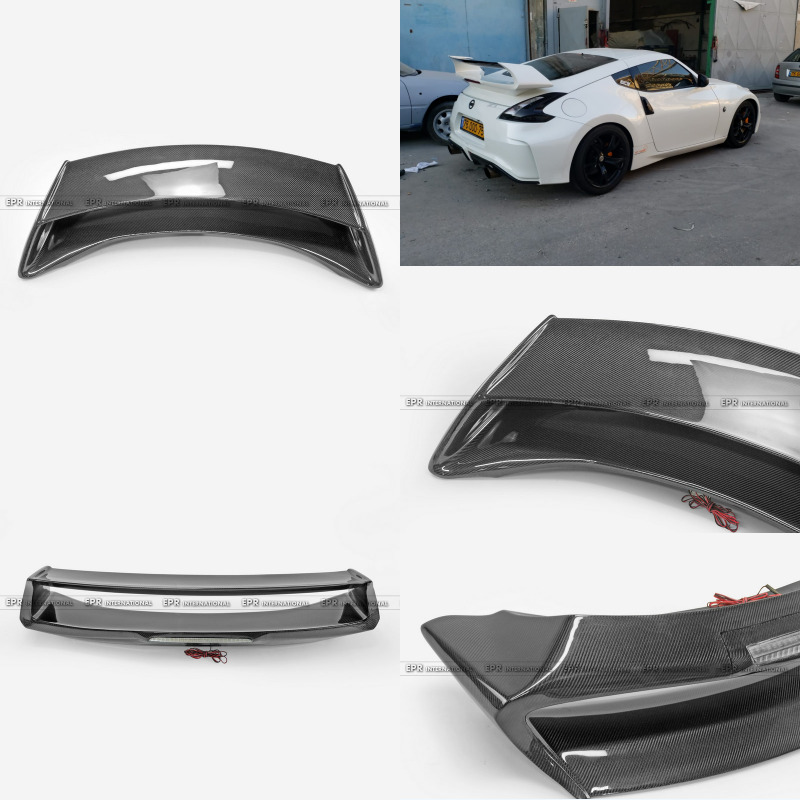 For Nissan Fairlady 370z Z34 09-17 Carbon Fiber Rear Trunk Spoiler Wing Lip Trim