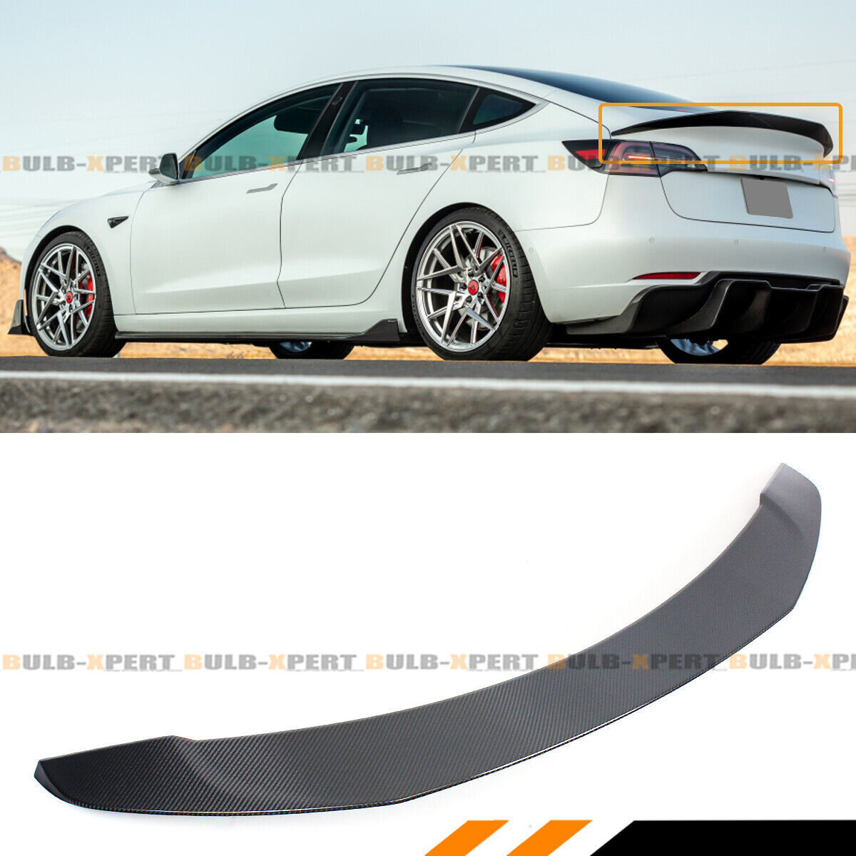 For 2017-2023 Tesla Model 3 VS Style Sport Carbon Fiber Trunk Lid Spoiler Wing