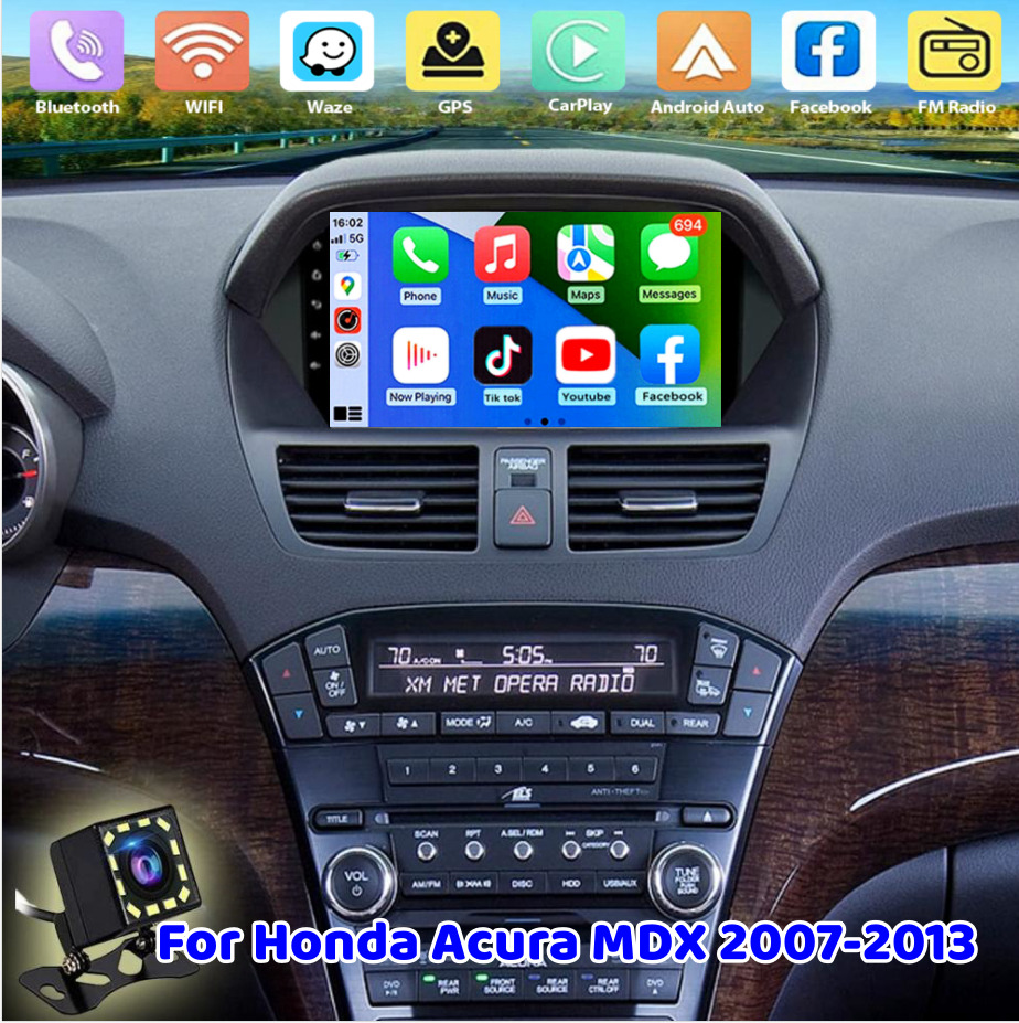 For Honda Acura MDX 2007-2013 9'' Android 13.0 Carplay Car Stereo Radio GPS Navi