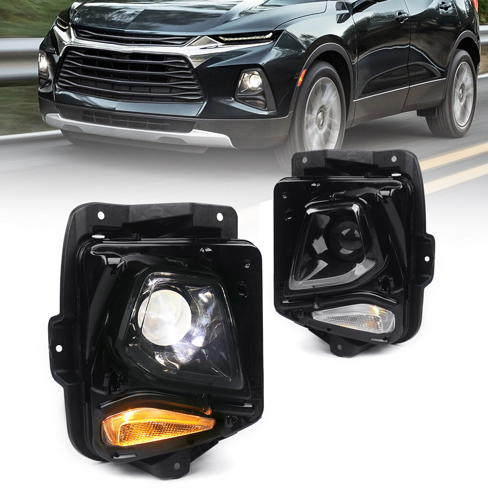 Pair Headlights For 2019-2022 Chevy Blazer HID/Xenon Projector Lamp Assembly