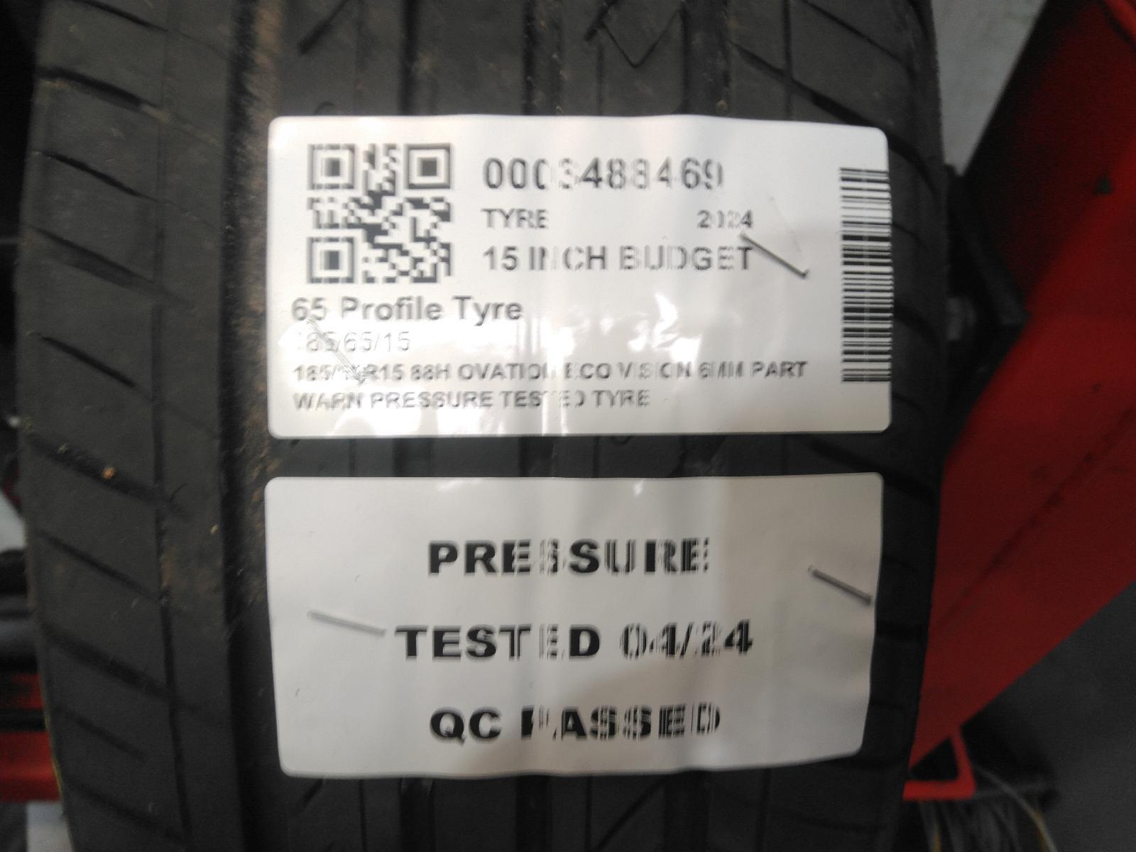 185/65R15 88H OVATION ECO VISION 6MM PART WARN PRESSURE TESTED TYRE