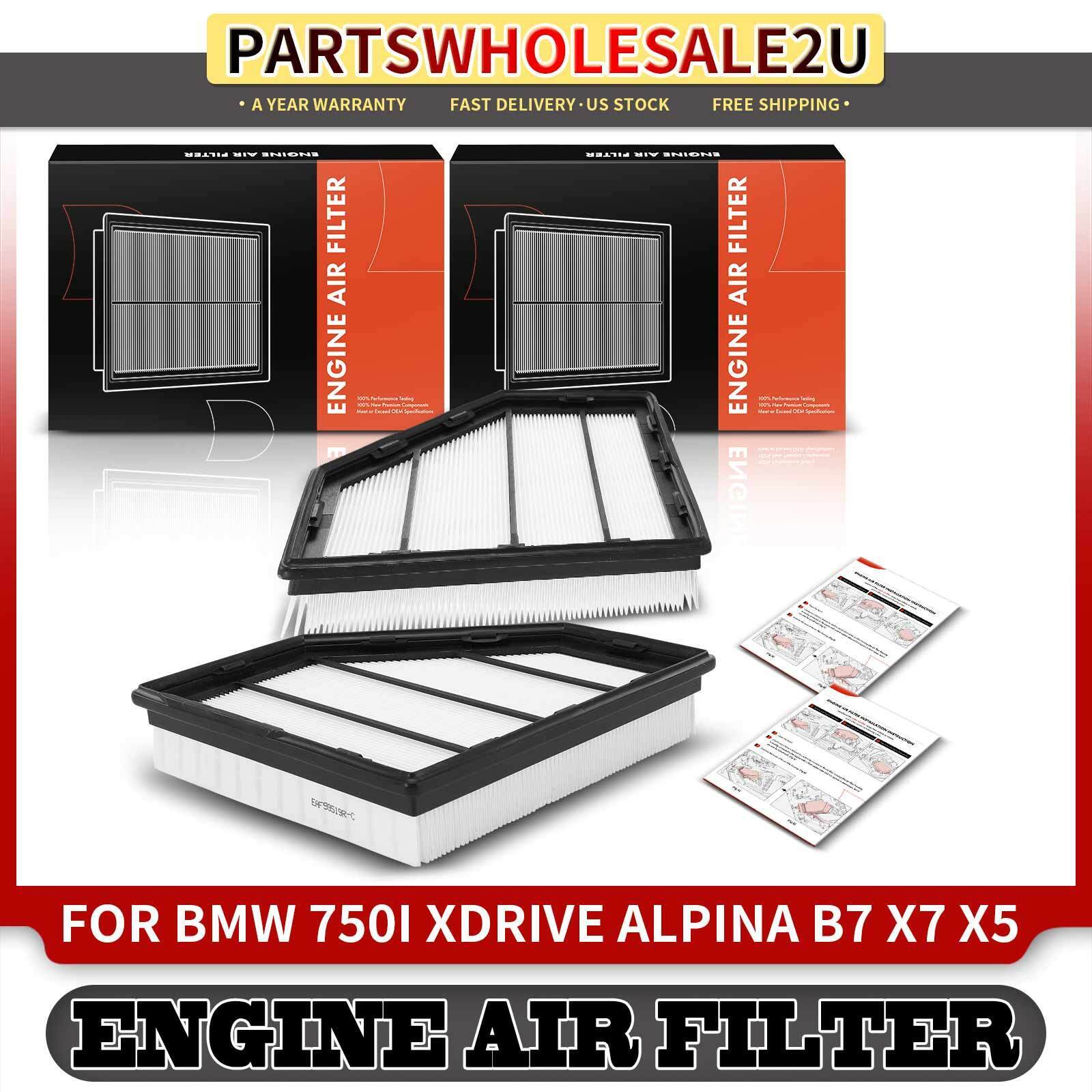 2x Left & Right Engine Air Filter for BMW 750i xDrive 16-19 X5 X7 19-20 V8 4.4L