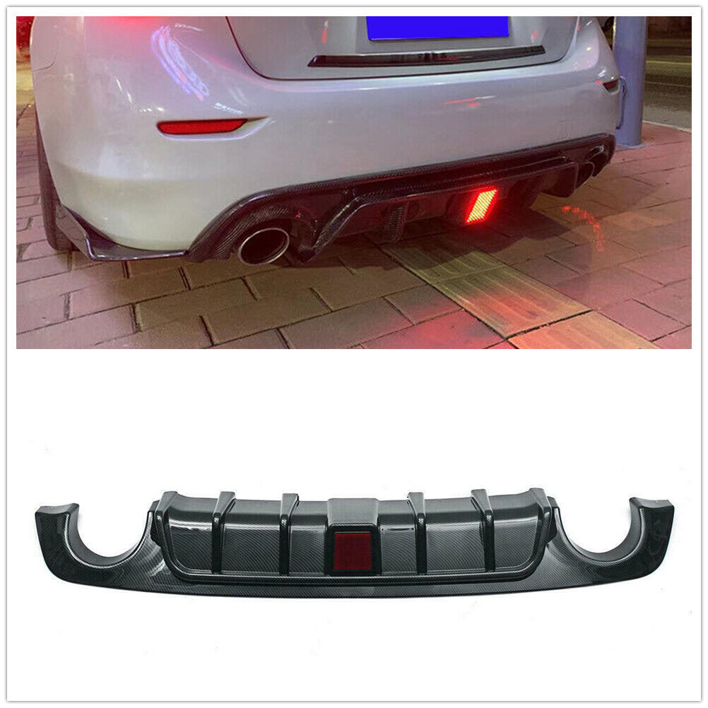 Carbon Rear Bumper Diffuser Lip For Infiniti Q50 Q50L 2018-2023 Tuning W/ LED