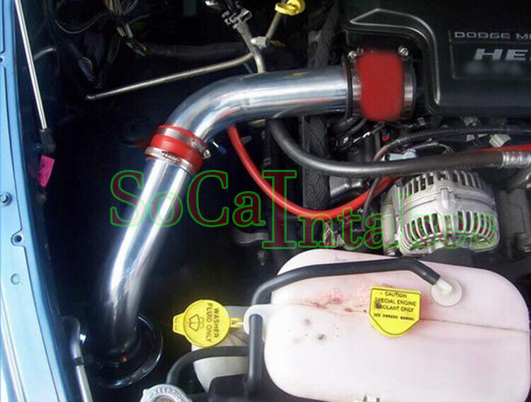 Red 2pc Cold Air Intake kit & Filter For 2002-2007 Dodge Ram 1500 4.7L V8